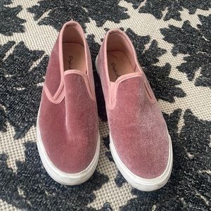 Pink velour sneakers
